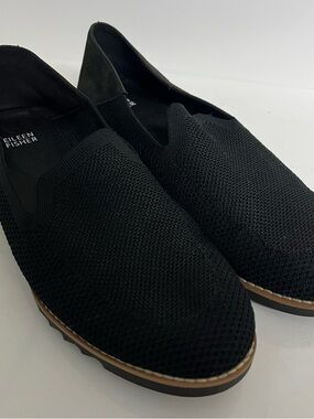 Eileen Fisher Emery Loafer Stretch Jersey Knit & Suede Slip on Shoes Size 10